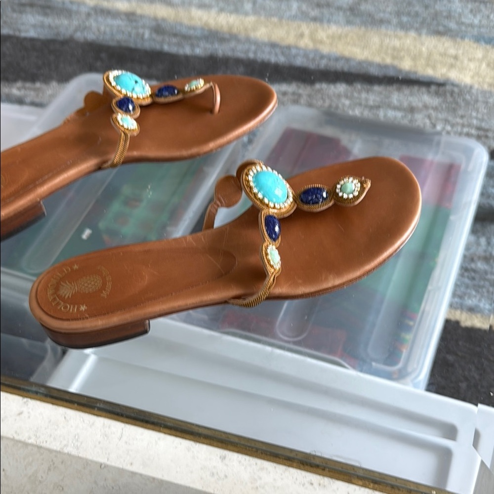 Jack Rogers Brown and Blue Sandals with Turquoise Accents